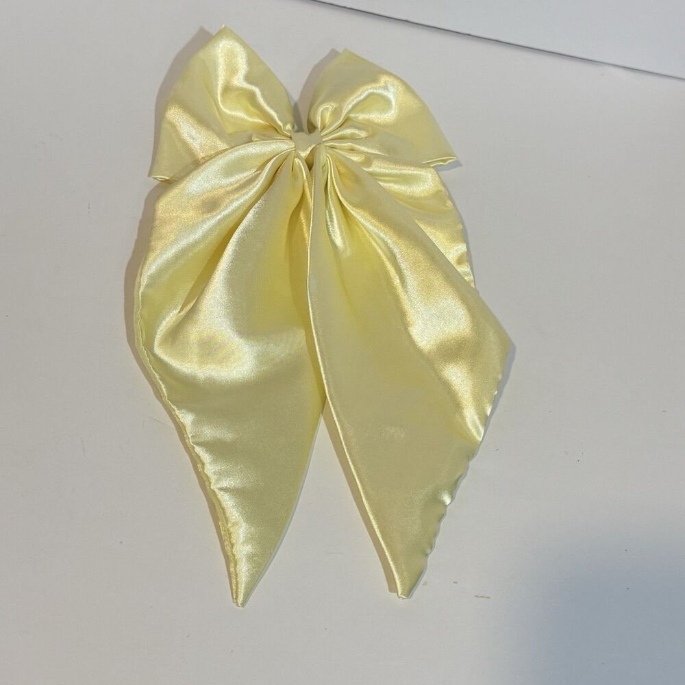 Large Satin Bow Barrettes Women Ribbon Hair Clips Hairpins for Styling Yellow - Picture 4 of 16